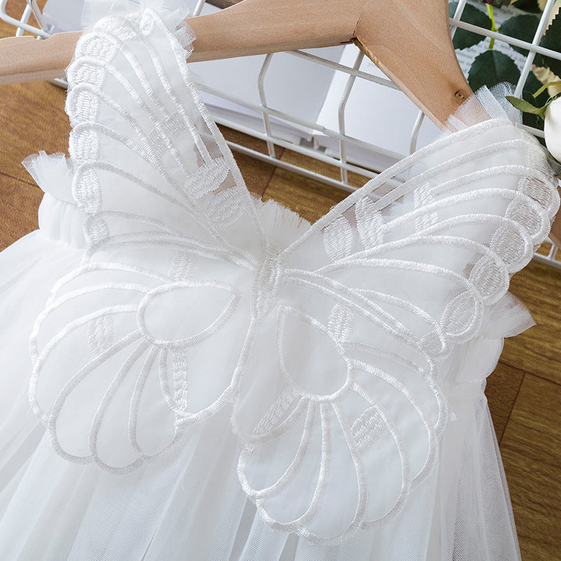 Wholesale Polyester Children's Three-dimensional Wing Mesh Dress